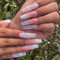 Luvadeyo 24 pcs Gradient Pink Press on Nails Coffin Long Fake Nails Bling False Nails Rhinestone Design White Nails Full Cover False Nail Tips