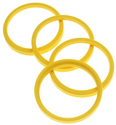 4 anelli di centraggio, 76,0 x 65,1 mm, colore giallo chiaro, prodotti in Germania