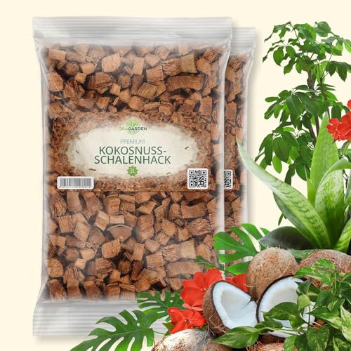 ORAGARDEN Kokosmulch Kokosschalenhack für Orchideenerde, Pflanzenerden Terrarien (6L)