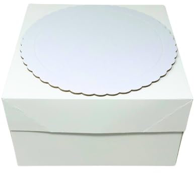 Decoracion Dulce - Confezione da 5 basi extra forti da 30 cm x 3 mm e 5 scatole per trasportare torte da 30,4 x 30,4 x 15 cm di altezza… (bianco), Pk5-30cmXtra+Caja30x15cm