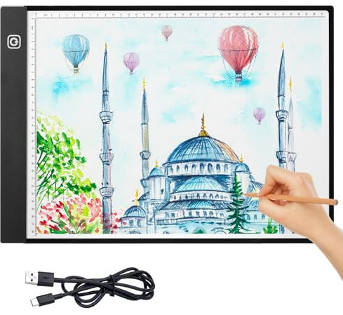 AUAUY A3 Tavoletta Luminosa per Disegnare, Ultrasottile Lavagna Luminosa, Scatola luminosa a LED, con Luminosità Regolabile, per Animazione,Schizzi,Progettazione,Pittura a Diamante 5D