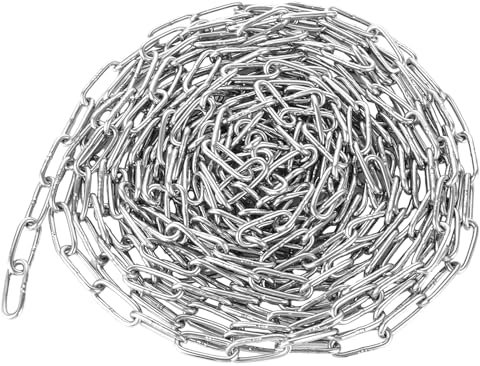 VIDETOL Chaîne en métal de 8 m et 3 mm d'épaisseur - Chaîne à maillons pour chaîne à bascule, porte de garage, lampe