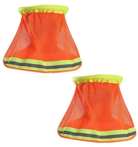 VOANZO 2 Piezas de Velo de protección Solar para Casco de Alta Visibilidad, construcción de Malla Transpirable, Visera para el Cuello para Casco de Seguridad con Tira Reflectante