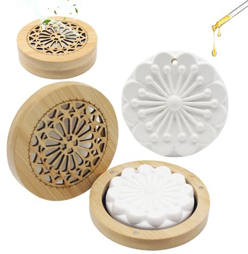 KUIRUNRX® Difusor Aceites Esenciales, Piedra Aromática para Deshumidificación y Aromatización con Caja de Madera Magnética, para Sala de Estar Baño Coche Aromaterapia y Decoración