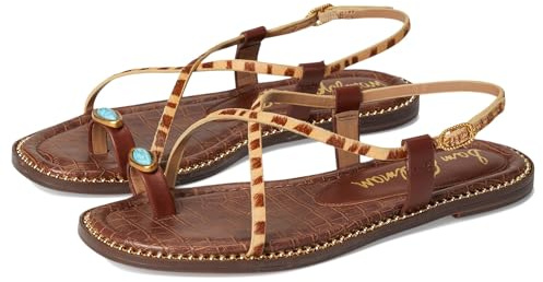 Sam Edelman Women's Tenly Flat Sandal, Beechwood Multi/Burnt Brandy, 8