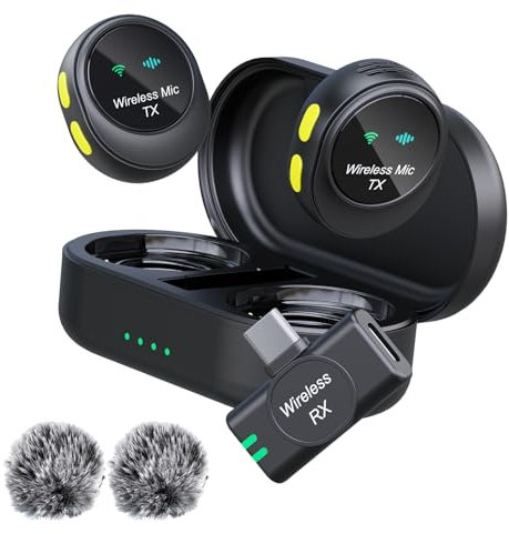 BALILA Micrófono Solapa Inalámbrico Reducción Ruido, 24H Batería, Carga Rápida, Compatible iPhone 15/14/Android, Ideal TikTok, Youtube,Grabaciones, Alcance de 50 Metros,2TX+2RX