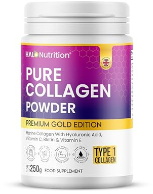 Collagen Powder, Premium Gold Edition Marine Collagen Peptides Powder by Halo Nutrition - High Levels of The 8 Essential Amino Acids, Collagen Supplements, Halal & Kosher, Made in UK