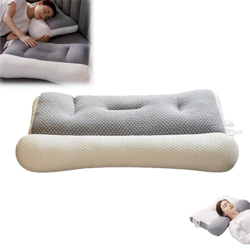 Proease - Cuscino per apnea notturna e dolore al collo, in memory foam, ergonomico, per chi dorme sul fianco/schiena, supporto cervicale per un sonno profondo, sollievo dal dolore alle spalle (bianco