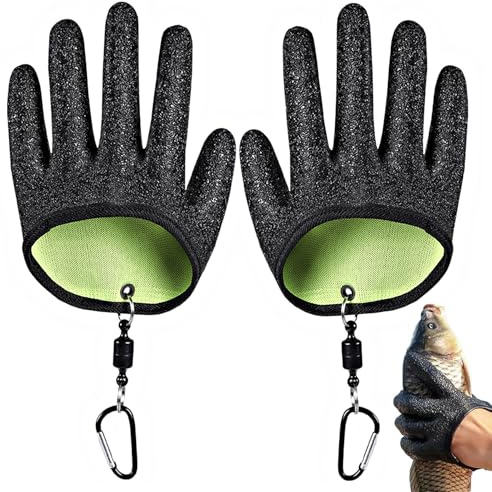 Xynovate 1 Par Guantes Pesca, Guantes de Pesca Impermeables Anticortes con Cierre Magnético para Manipular con Seguridad Lucio, Siluro, Lucioperca