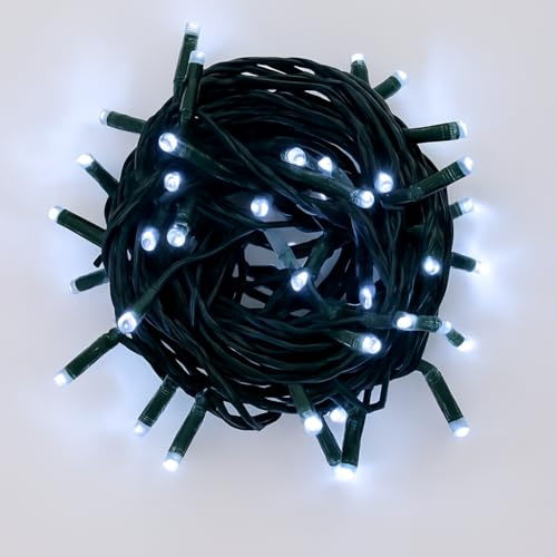IXTRIMA Catena Luminosa LED, catenaria 10 Metri da esterno, 100 Luci, IP65 Impermeabile e Prolungabile con Effetto Flash, per Natale, Negozi, Balcone (Luce bianca- flash, Cavo nero)