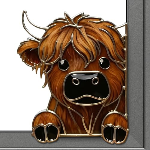 Décoration pour de porte - En acrylique 2D - Vache qui regarde - Décoration de Noël - Pour salon, armoire, miroir, cheminée, mur, tête de lit, commode