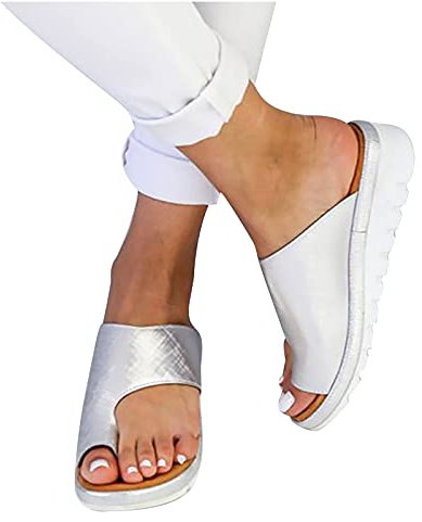 Générique Sandale Orthopedique Femme Confortable Mules Plateforme pour Hallux Valgus Pantoufles Compensées Chaussons d'été Chaussures de Plage Printemps Été Sandales Compensées Orthopédique