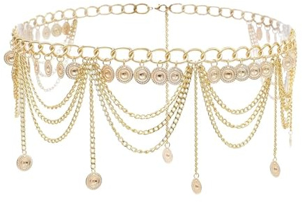 Ceinture Chaîne Dorée Femme Ajustable 60-80cm, Métal Robe Accessoire | Multicouche style chic, fermoir solide doré, bijou corps élégant, été plage, mariage soirée événement spécial mode