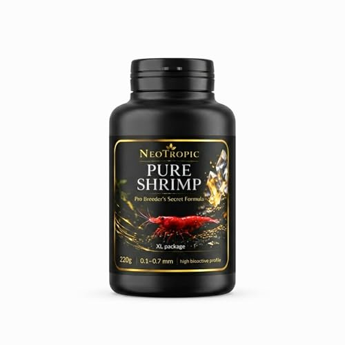 NEOTROPIC Pure Shrimp Pro Formula - Nourriture Crevettes Aquarium - Formule Aquaculture Française - Croissance Reproduction & Couleurs Intenses - Micro-granulés (220g)
