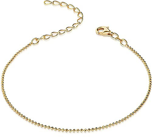 Materia Gold Armband Kugelkette 1mm Silber 925 diamantiert facettiert SA-67