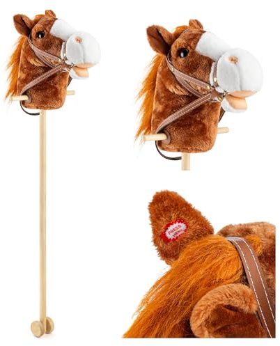 Toyrific 99 cm Hobby Horse Toy with Sounds, Strong Grip Handles and Wheels, Dark Brown