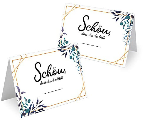 Tischkarten Hochzeit Geburtstag DIN A7 - Design Platzkarten zum Beschriften in vielen verschiedenen Designs (50x Stück, Blätter)