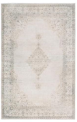 TESSO LIVING Kelim Vintage Teppich Wohnzimmer Sand 230 X 320 cm - Moderner Kurzflor Teppich - Super Soft