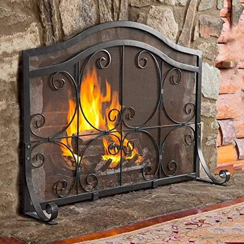 Kaminschutzgitter Holzfeuer Einzelplatte, massiver freistehender Funkenstahl mit Baby-Sicherheitsnetz, für den Innenbereich im Freien Needed