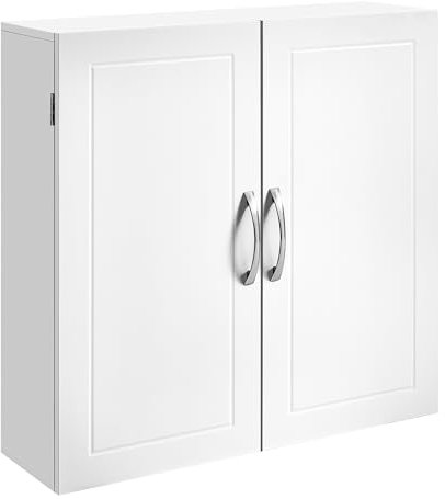VASAGLE Wandschrank für Badezimmer, Wandschrank für Badezimmer, 30 x 60 x 60 cm, Medizinschrank mit verstellbaren Regalen, Wolkenweiß BBC321W01