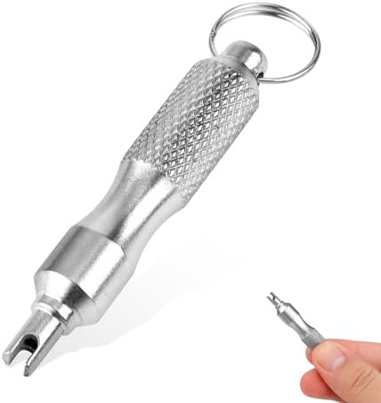 Portable Valve Core Removal Tool, Stainless Steel Tyre Valve Core Tool Silvery Tire Valve Stem Puller Tool Tire Valve Disassembly Remover Tire Valve Key for Car Truck Repair Install Accessory