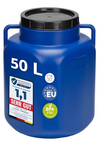 Garronda 50 litros Barril Cuadrado BPA-Libre y Barril para Piensos Boca Ancha Depósito de Agua con Tapa para Sauerkraut y Salmuera para Carne tonel para Agua de Lluvia GD-0088, Azul