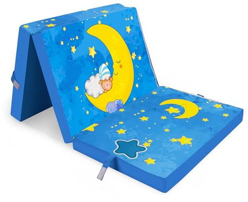 Goliez® Klappmatratze, Kinder klappmatratze, Reisebettmatratze, Kindermatratze,Schlafmatte für Kleinkinder, Faltbare Matratze, Gästematratze für Kinder, Blau (Blau, L140xW70xH5cm)