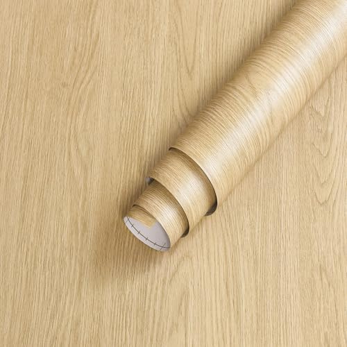 HOLOMEY Large Natural Wood Contact Paper Peel and Stcik Wood Grain Wallpaper Self-Adhesive 31x354 inch Faux Wood Vinyl Wall Paper Decor Roll Thick Durable Removable Kitchen Cabinet Wallpaper Covering
