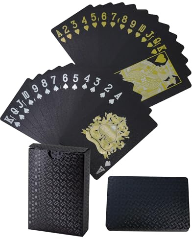 Schwarze Kunststoff-Spielkarten, 54 Stück, wasserdicht, mit Schürhaken, für Geschenke und Partys (Black Diamond)