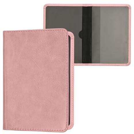 kwmobile Funda para permiso de circulación coche de cuero sintético - Con espacio para tarjetas 9.2 x 13 CM doblado - beige rosa claro