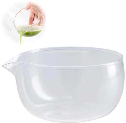 NCZCDZSW Bol à sauce, 350 ml, en verre, avec bec verseur, transparent, bol à sauce, bol à matcha, bol de service pour la cuisine à la maison, transparent