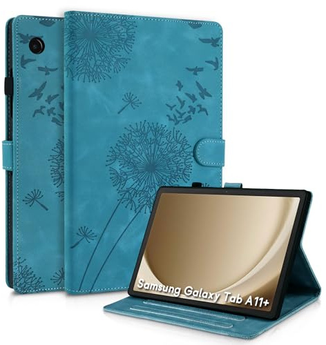 Rostsant Coque pour Samsung Galaxy Tab A11+ Plus 11 Pouces 2025 Bleu | Pissenlit Housse en tablette Cuir PU Protection pour Galaxy Tab A11 Plus SM-X230/SM-X235/SM-X236B