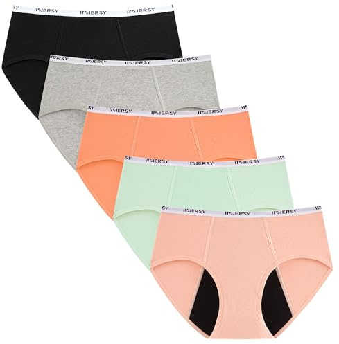 INNERSY perioder underkläder flickor lätta blödningar kalsonger bomull menstruation trosor tonåringar 10–16 år 5-pack