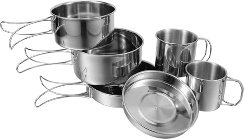 FUNNETOYU cubiertos al aire libre utensilios de cocina utensilios para mochilero stainless steel portable folding cutlery vajilla plegable de acero inoxidable cubiertos portátiles Silver