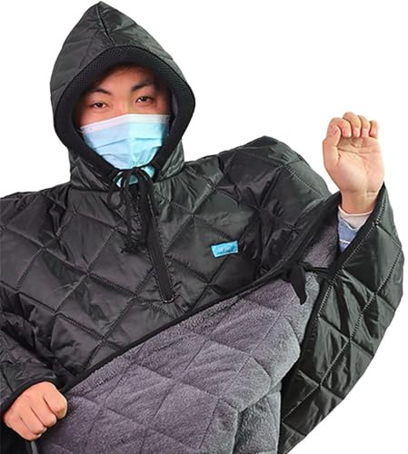 Yzhennwei Waterproof Windproof Winter Wheelchair Full Body Warm Blanket with Hood Rain Coat Poncho Cover for Adults Wheelchair Users Full Body Protection Blanket