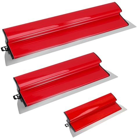 Set di 3 Spatole Piatte, 25/40/80 cm Acciaio Inossidabile Spatola per Stucco, Design Staccabile, con Impugnatura a Z, Spatole per Stucco, Adatto per la Costruzione di Pareti Grandi Dimensioni (Rosso)