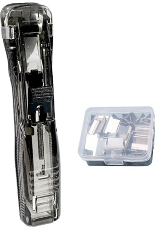 Clip Stapler | 45 Fogli Capacità Morsetto Pieghevole per Raccoglitori - Cucitrice riutilizzabile con 50 ricariche metalliche,per insegnanti, studenti, scrivania, scuola, aula, casa, artigianato,