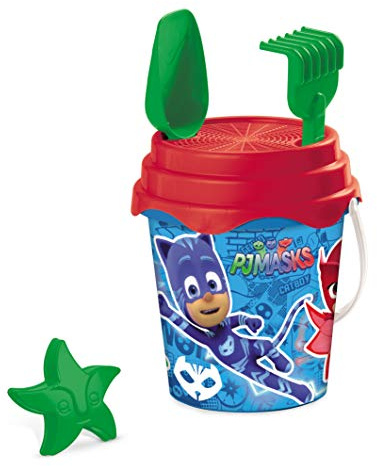 Mondo Toys PJ Masks Bucket Set, Set Mare Renew Toys con Secchiello, Paletta, Rastrello, Setaccio, Formina, Annaffiatoio Inclusi, 28284