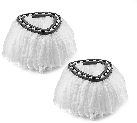 Mop Refill Head Compatible with Vlieda EasyWring Clean Turbo Classic Spin Microfibre Mop Universal Spin mop Head Replacement, White, 2 Packs