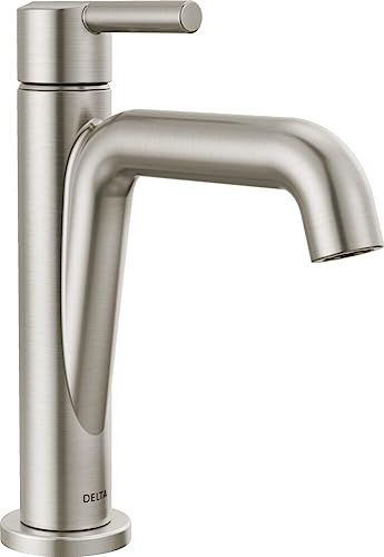 Delta Faucet Nicoli Single Hole Bathroom Faucet Brushed Nickel, Single Handle Bathroom Faucet, Drain Assembly, Stainless 15849LF-SS