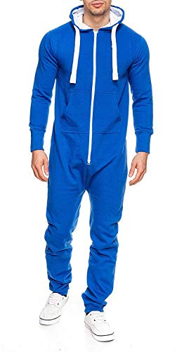 WowFab Mens New Jumpsuit Fleece Pyjamas Tracksuit Onesie Beautiful Elegant Playsuit Men's Onesie Overalls Hoodies Sleepwear Suit (Blue-L)