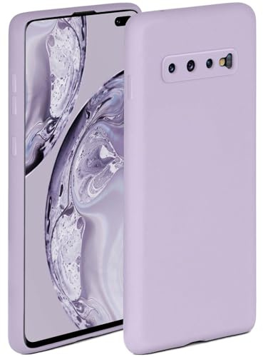 ONEFLOW Mjukt fodral kompatibelt med Samsung Galaxy S10 Plus fodral av silikon, upphöjd kant för skärmskydd, två lager, mjukt mobiltelefonfodral – matt syren