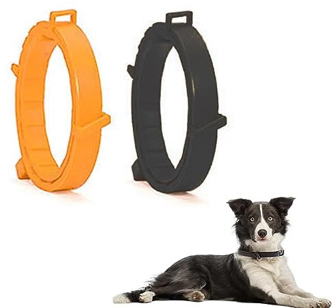 SSyang Zeckenhalsband für Hunde und Katzen, 2 Stücke Leuchtendes Präventionshalsband Gegen Parasiten mit bis zu 8-Monatigen Schutz, Fluoreszierendes Halsband Universell auf Jede Größe(Gelb+Schwarz)