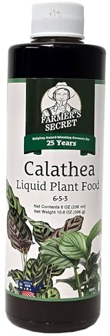 Farmer's Secret Calathea Liquid Plant Food Fertilizer (8oz) - Super Concentrated - 6:5:3 Ratio - Promotes Growth and New Shoots