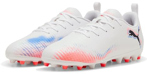 Puma Future 8 Play MG Jr - Tenis de fútbol Unisex para niños, Puma Blanco Puma Negro Rojo Brillante, 30 EU