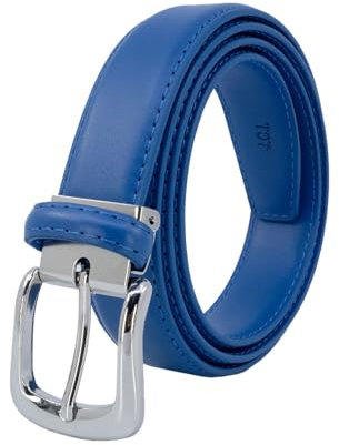 YEHMAN Klassischer 3 cm breiter Gürtel aus Rindspaltleder, verstellbar, silberfarbene Dornschließe 120 cm, königsblau, 120 cm