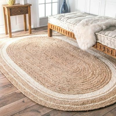Alfombra de yute trenzada hecha a mano, respetuosa con el medio ambiente, alfombra de suelo para cama, alfombra ovalada 2.3 x 4 pies