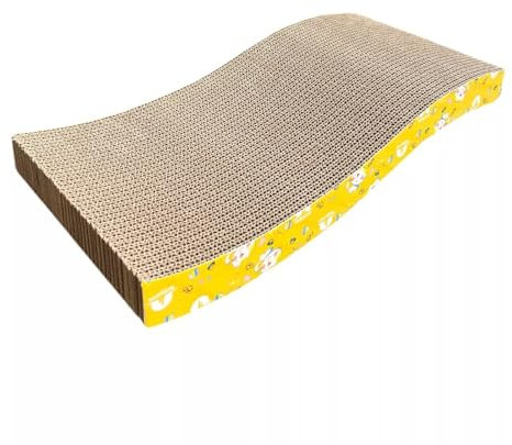 Cat Scratching Board for Indoor Adult Cats & Kittens 44 x 20 x 5 cm – Large Dual-Sided Cardboard Lounge Bed Scratch Pad – Curved Scratcher Mat Protects Furniture, Carpets & Sofa