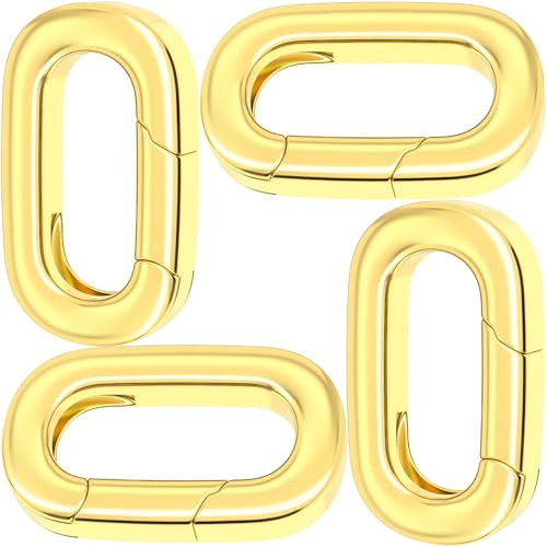 Isslly 4PCS Oval Necklace Pendant Clasps, Silver Filled Spring Carabiner Bracelet Rings, Jewelry Connector Enhancer, DIY Jewelry Making Supplies for Women Men