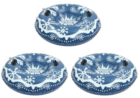 Inflatable Snow Sled PVC Winter Toboggan for Kids and Adults Outdoor Fun with Handles 121.9 cm Diameter Blue White
